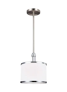 Feiss P1417SN/CH Prospect Park 1-Light Mini-Pendant in Satin Nickel / Chrome - Picture 1 of 1