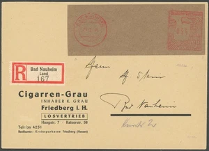 BAD NAUHEIM 1946, 54 Pf. Freistemplerabdruck auf Orts-Einschreibbrief, - Bild 1 von 1