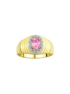 Anillo Rylos Chapado en Oro Plata Rosa Hielo y Diamantes Halo Piedras Preciosas Talla 8-13 Foto 1 de 4