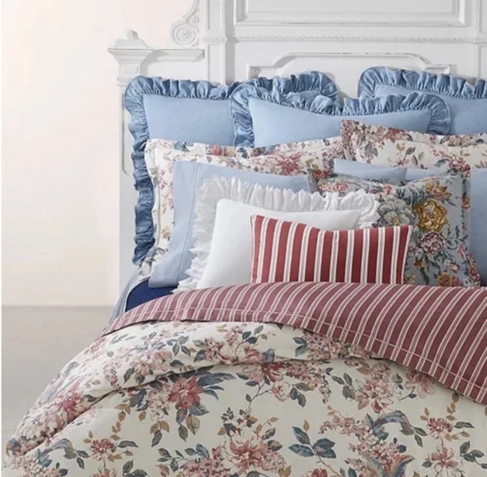 Ralph Lauren Home Veronique Estelle Full/queen Duvet Cover Cotton Blue NW