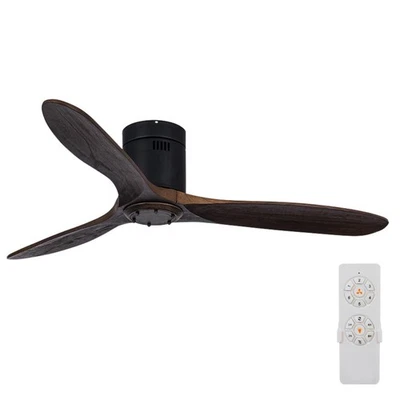 60" Modern Low Profile Ceiling Fan Without Light 3 Solid Wood Blades 6-Speed ... - Image 1 of 4