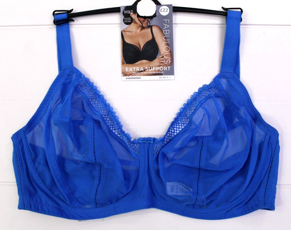 Sujetador M&S Fabolous Extra Soporte Copa Completa Malla Con Aros 'AZUL' Tallas 32-44 F-H Foto 1 de 4
