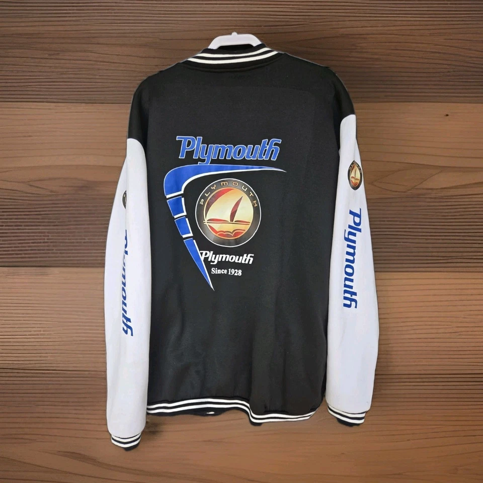Plymouth Dodge Chrysler мужской 5XL Varsity стиль черный белый куртка кнопки - Изображение 1 из 4