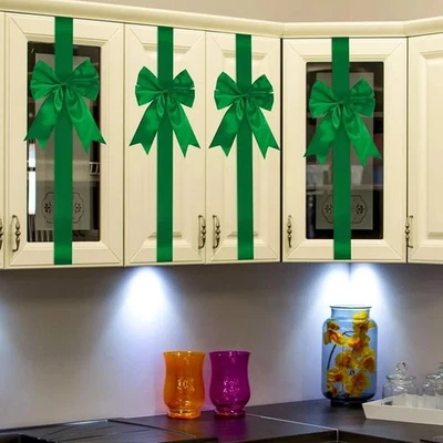 Christmas Cabinet Ribbons Bows Festive Large Xmas Bows for Christmas Party - Image 1 of 4