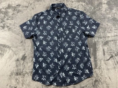 Travis Mathew Button Up Shirt Men’s Med Blue "Seamate" Floral Hawaiian Stretch - Image 1 of 4