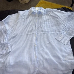 Women’s Size Medium (oversized) Sleepshirt By H&M Blue And White Pinstripe - Picture 1 of 7