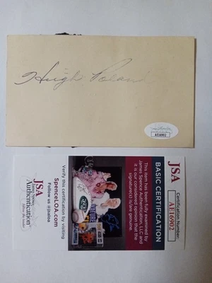 Hugh Poland Signed 3x5 Index Card JSA Certified Autograph NY Giants-1 # - Image 1 of 3