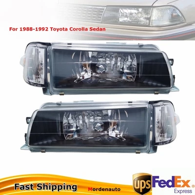 Para 1988-1992 Toyota Corolla Sedan lâmpada de farol + luz de canto par LH + RH EUA - Imagem 1 de 4