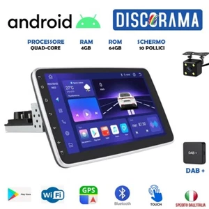 AUTORADIO ANDROID 10" POLLICI DAB+ 4GB RAM STEREO AUTO 1 DIN SCHERMO ESTRAIBILE - Foto 1 di 8