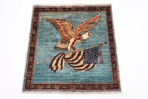 3x3 FT Birds Blue Gabbeh Wall Decor Afghan Hand Knotted Tribal oriental bedroom - Picture 1 of 9