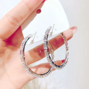 925 Silver Hyperflash Zircon Earring Decorations Gift Cubic Women Romantic Large - Picture 1 of 8