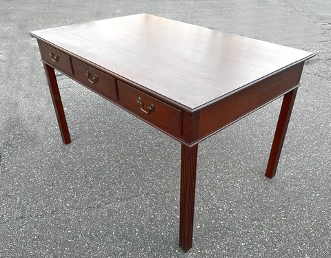Eldred Wheeler solid cherry Chippendale style writing desk. Square fluted legs Cover