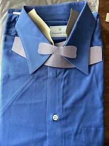 Ermenegildo ZEGNA Mens S 41/16 Button Down Dress Shirt Made in Switzerland Blue