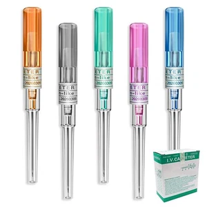 Professional Catheter Piercing Needles 50PCS Mix 14/16/18/20/22 Gauge Needles IV - Picture 1 of 6