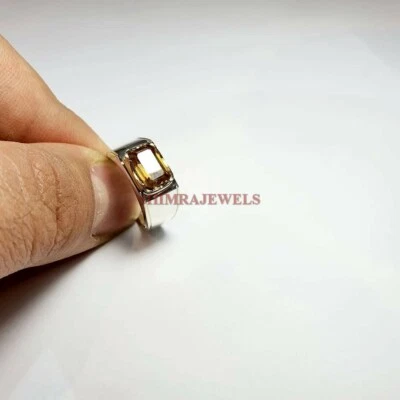 Anello In Argento Sterling 925 Con Gemma Citrina Naturale Per Uomo #588 - Immagine 1 di 3