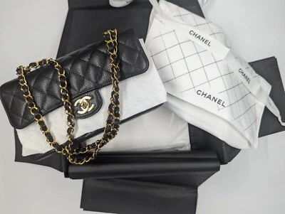 CHANEL Classic Handbag, Small, Black Caviar, Gold Hardware **NEW IN BOX W/ TAGS - Image 1 of 4