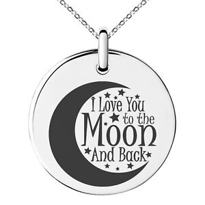 Stainless Steel I Love You To The Moon & Back Charm Necklace or Keychain