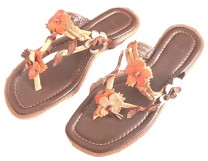 CLARKS BRAUNGOLD BLUMIG SLIPPER FLIP FLOP SANDALEN FLACHE SCHUHE GRÖSSE 3 D EU 35,5 - Bild 1 von 12