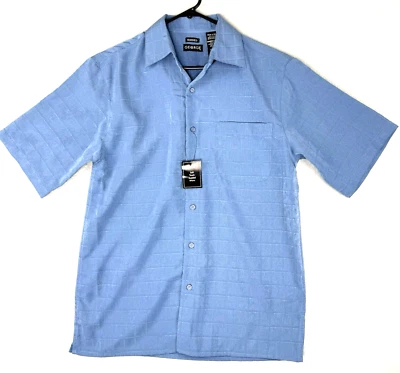 New George Sueded Shirt Men's Small 34-36 Blue Subdued Checkered Pattern - Image 1 of 4