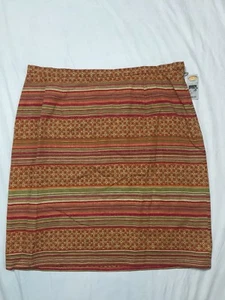 Talbots Petites Size 16P A Line Skirt Multi Color Side Zip Cotton Stretch NWT - Picture 1 of 5