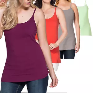 WOW LONGTOP Koralle orange Shirt Spaghettiträger BASIC Top Gr.46 Stretch - Bild 1 von 5