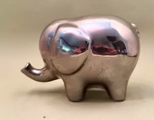 Vintage and Unique Silver Tone Metal Elephant Coin Bank - Picture 1 of 6