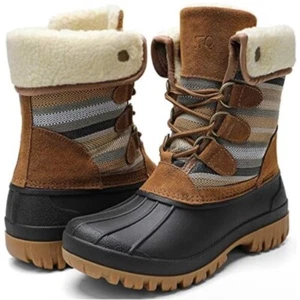 STQ Winter Snow Boots Waterproof Insulated Lace Up Taupe Beige Women's 10 - Picture 1 of 4