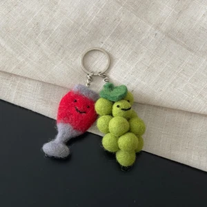 Nepal Handmade Wool Felt Vegetable and Fruit Bag Charm, Cute Bread Keychain - Picture 1 of 26