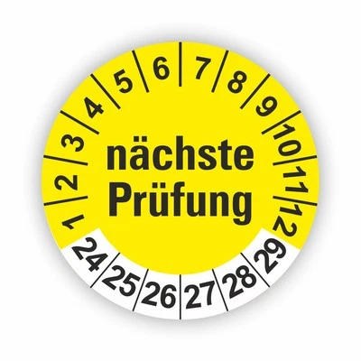 Nächste Prüfung Prüfplaketten GELB Ø 20 I 30 I 40 mm I Wartungsetiketten - Bild 1 von 4