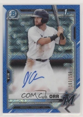 2021 Bowman Chrome Prospect Auto HTA Choice Refractor /150 JD Orr #CPA-JO Auto - Image 1 of 2