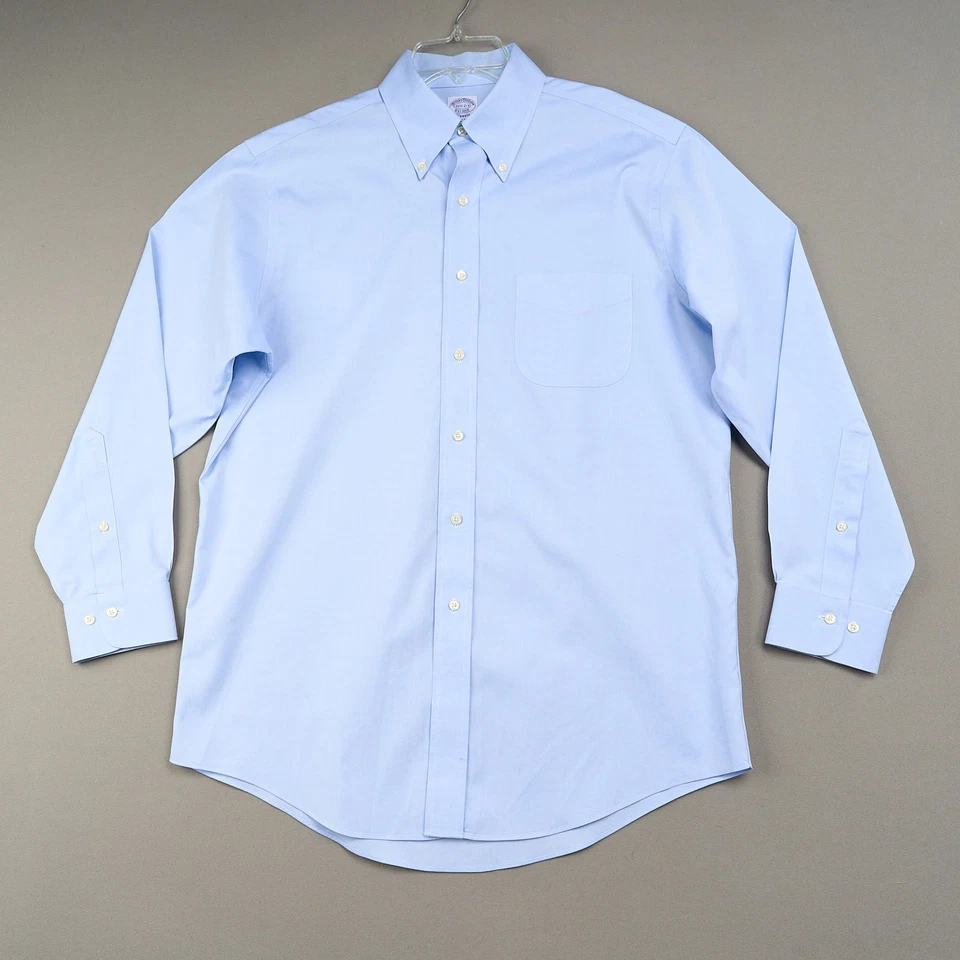 Camisa de vestir Brooks Brothers 15,5 2/3 azul algodón Supima sin planchar con botones Foto 1 de 4