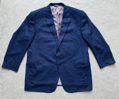 Chaqueta deportiva Blazer Hickey Freeman talla 50L para hombre azul lana seda lino a medida Foto 1 de 4