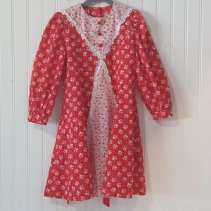 Vintage rot Herz Knöpfe Valentinstag Kleid 70er Größe 6 Mädchen Kinder Jugend selbstgemacht - Bild 1 von 16