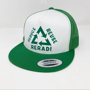 Reduce Reuse Rerad grün & weiß Neuheit Trucker Druckknopflasche Mütze Einheitsgröße neu ohne Etikett - Bild 1 von 12