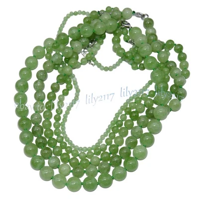 Natural Green Peridot Round Gemstone Beads Necklaces 14-56 inch 4/6/8/10/12mm - Image 1 of 4