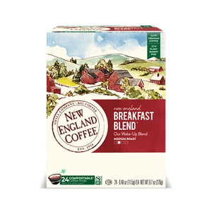 New England Coffee Breakfast Blend Medium Roast Single Serve Pods 24 Count Box - Picture 1 of 3