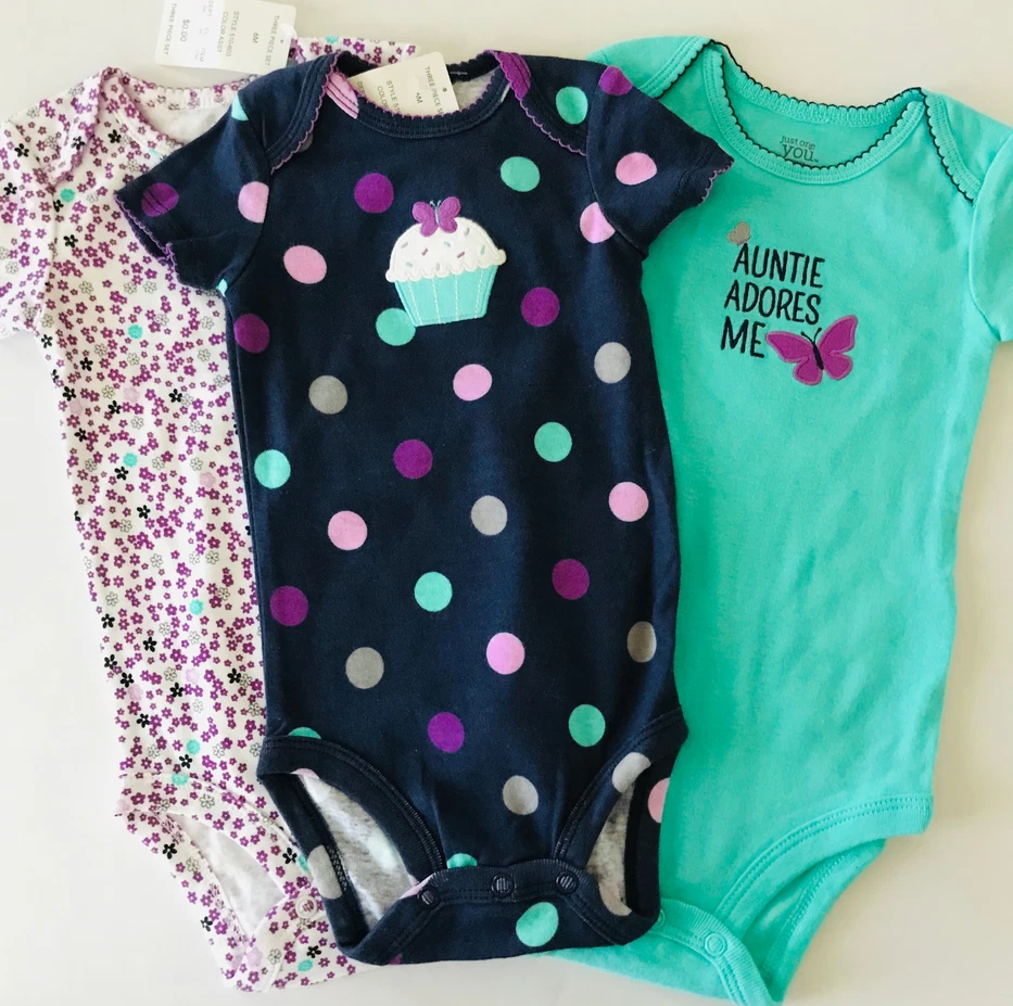 Bebé Niña 3 Meses 3-pk Conjunto Body Cupcake Floral Tía Me Adores  Foto 1 de 1