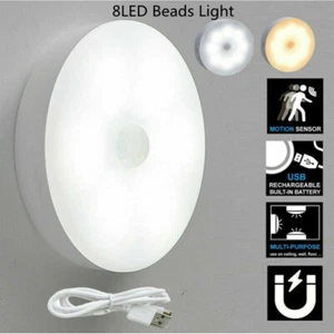 8 LED Motion Sensor Lights PIR Wireless Night Light Battery Cabinet Stair Lamp - Picture 1 of 14