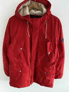GANT Arctic Parka Down Jacket Size L Large Mens Red Feather Puffer Hooded Coat - Picture 1 of 17