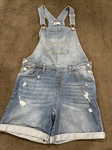 Girls Epic Threads Size 14 Bib Overall Shorts Denim Distressed - Picture 1 of 5