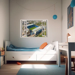 3D Fake Window Chelsea Football Stadium Wall Art Stamford Bridge Vinyl Sticker - Picture 1 of 4