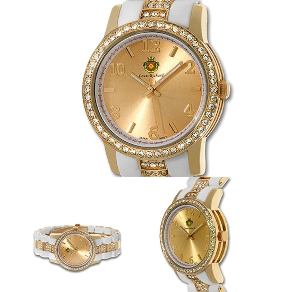 NUEVO Reloj Louis Richard 9105 Mujer Colección Vida Dos Tonos Blanco/Dorado Foto 1 de 1
