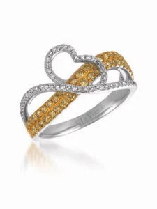 LeVian 14K White Gold 0.67 TCW Yellow Diamond Statement Ring for Her - Size 7 - Picture 1 of 4
