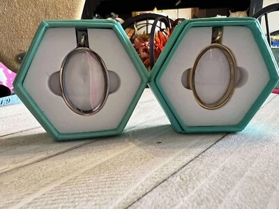 Auténtico Medallón Origami Búho Bisagras Espejo Ovalado Plata u Oro NUEVO Foto 1 de 2