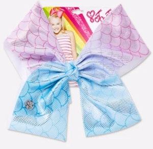 JoJo Siwa Large Mermaid Scales Pink Blue Ombre Dance Hair Bow - Picture 1 of 4