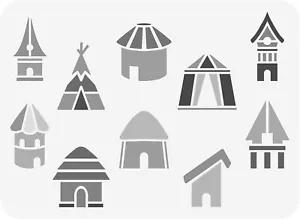 7"x10" Clear Plastic Stencil - Tents (SY262) - Picture 1 of 2