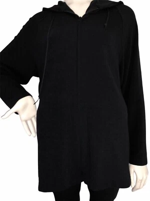 Jaqueta de lã feminina Jessica Holbrook leve com zíper frontal e capuz preta G usada - Imagem 1 de 4