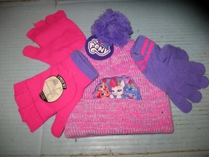 My Little Pony  Winter Beanie Hat & 2 Pairs  Gloves Set with Pom Pom - Picture 1 of 3
