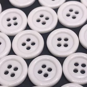 Vtg White 4-Hole Button w/ Raised Edge 15mm Lot 13 or 144 - Picture 1 of 8