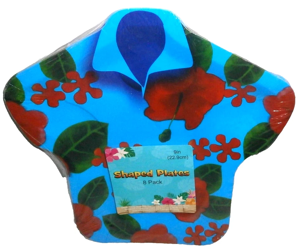 CAMISA TROPICAL ~ Platos de papel con forma ~ 8 quilates ~ 9" Foto 1 de 1